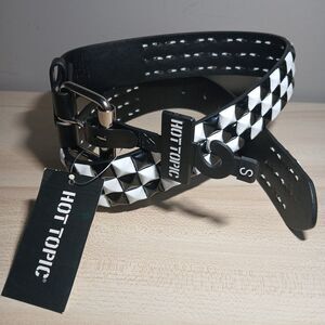 Hot Topic Pyramid Studded Belt Black White Goth Punk Emo Y2K Deadstock Checker